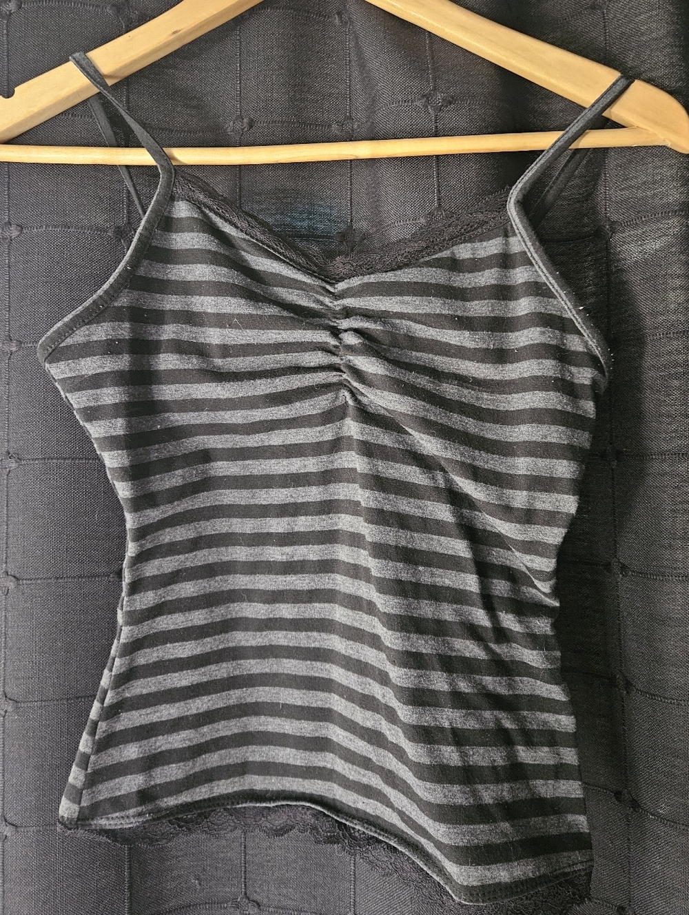 ROMWE Y2K Grunge Striped Cami Tank Top - Grey & Black Lace Trim XS-Bundle & SAVE - Picture 2 of 5